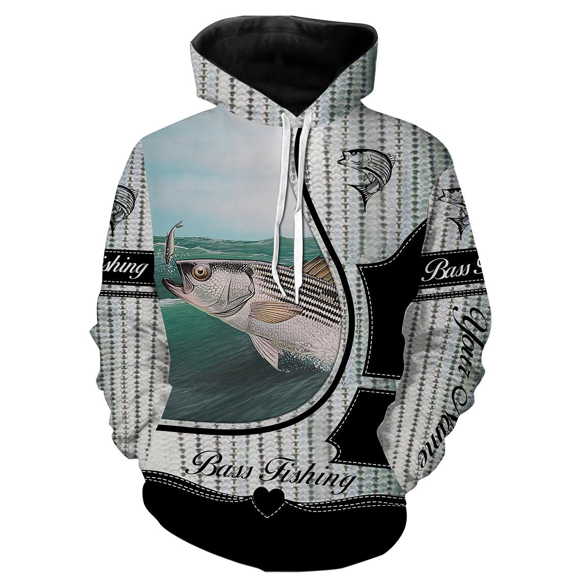 Striped Bass Fishing Scale Customize name 3D All over print shirts - personalized fishing gift for Adult and Kid - NQS426 Hoodie