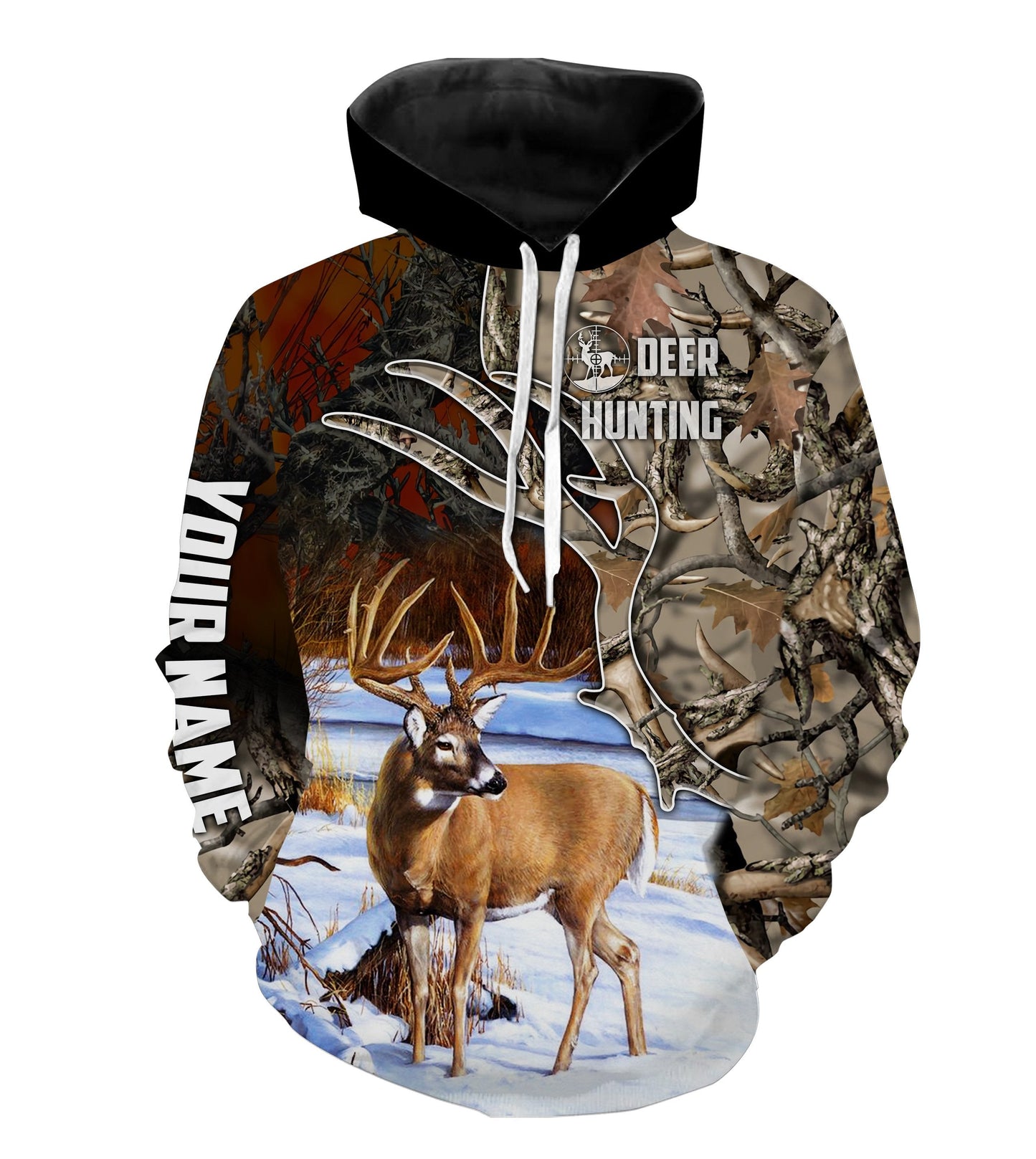 Deer Hunting Camouflage Hunting Shirts Customized Name All Over Print Shirts Hoodie Hoodie