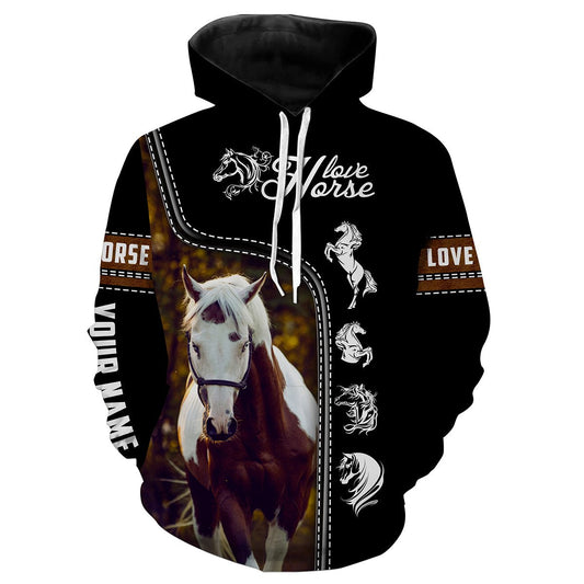 American Paint Horse Love Horse Customize Name 3D All Over Printed Shirts Personalized gift For Horse Lovers NQS677 Hoodie