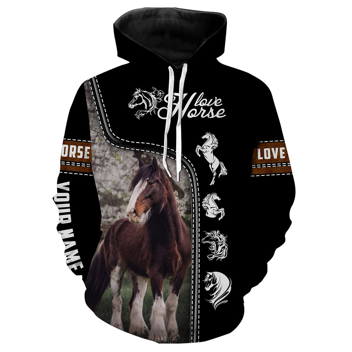 Clydesdale Horse Love Horse Customize Name 3D All Over Printed Shirts Personalized gift For Horse Lovers NQS678 Hoodie