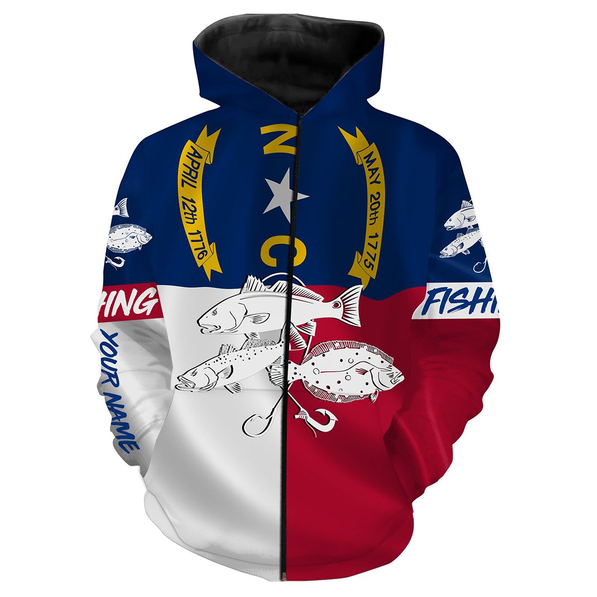 Inshore Slam Flounder Zip Up Hoodie Zip Up Hoodie