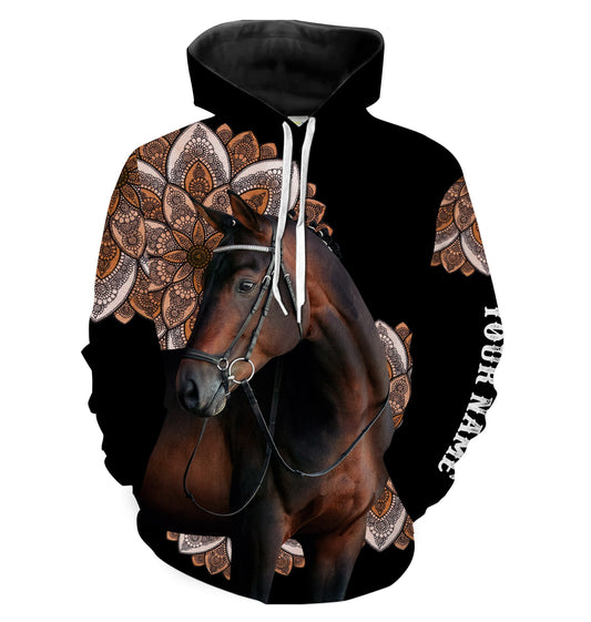 Beautiful horse mandala pattern Custom name 3D All over print horse shirt for men, women, kid NQS4410