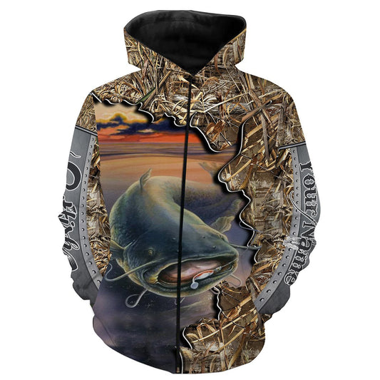 Catfish Camo customize Name 3D All Over Printed Shirts Zip up hoodie