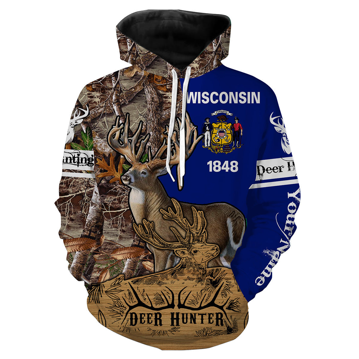 WI Wisconsin deer hunting Deer hunter game Customize Name 3D All Over Printed Shirts plus size NQS973 Hoodie