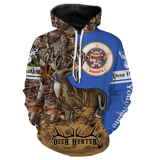 Minnesota MN deer hunting Deer hunter game Customize Name 3D All Over Printed Shirts plus size NQS974