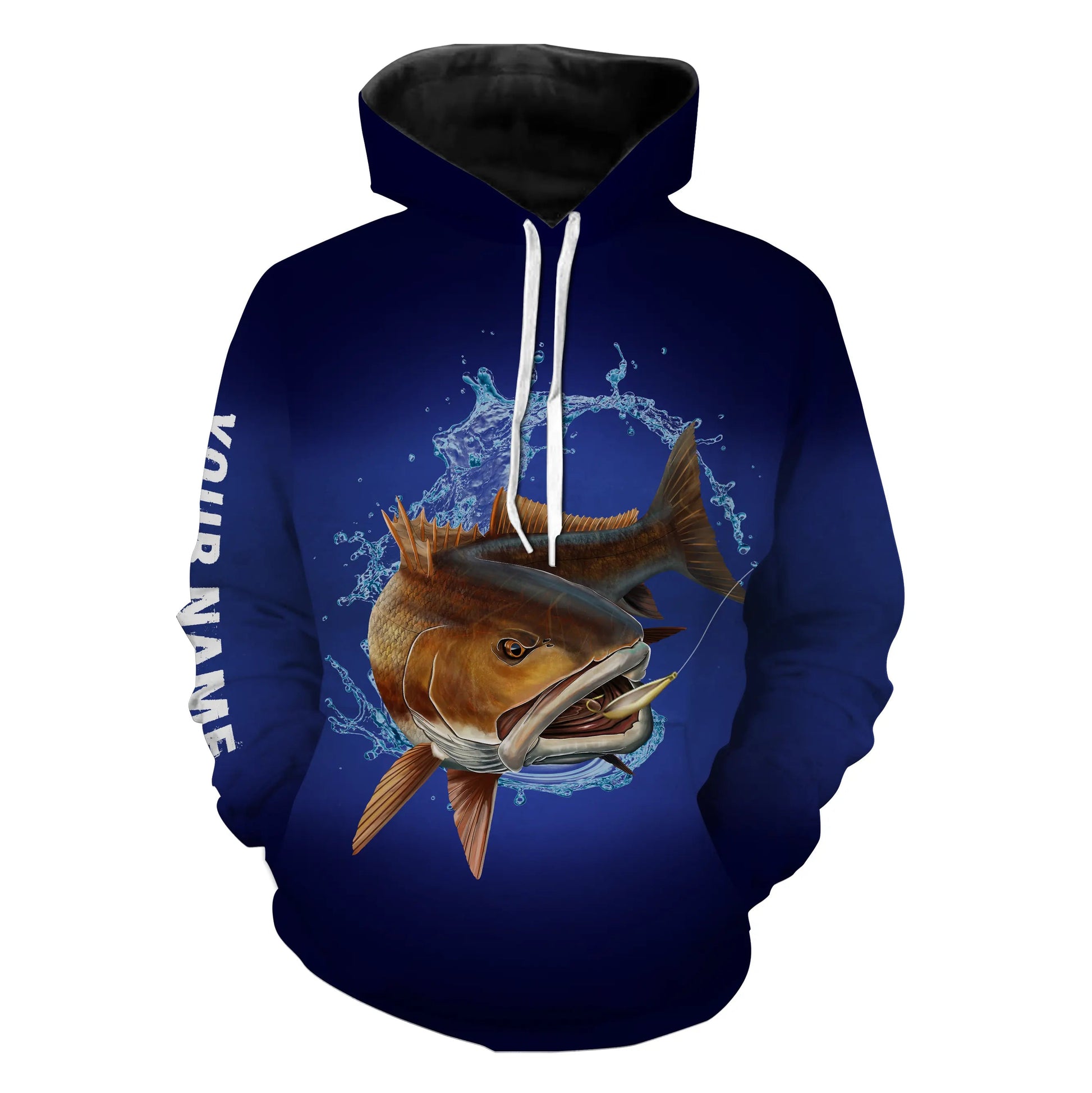 Redfish Puppy Drum Fishing Blue Customize Name 3D All Over printed Shirts NQS329 Hoodie