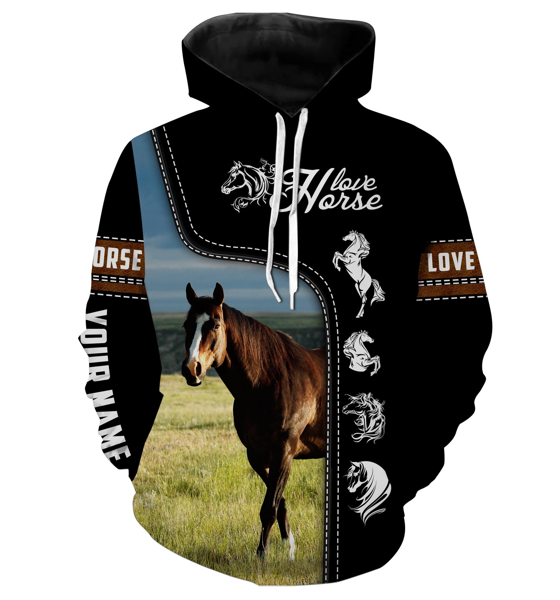 Beautiful American quarter horse black Customize Name 3D All Over Printed shirts NQS1155