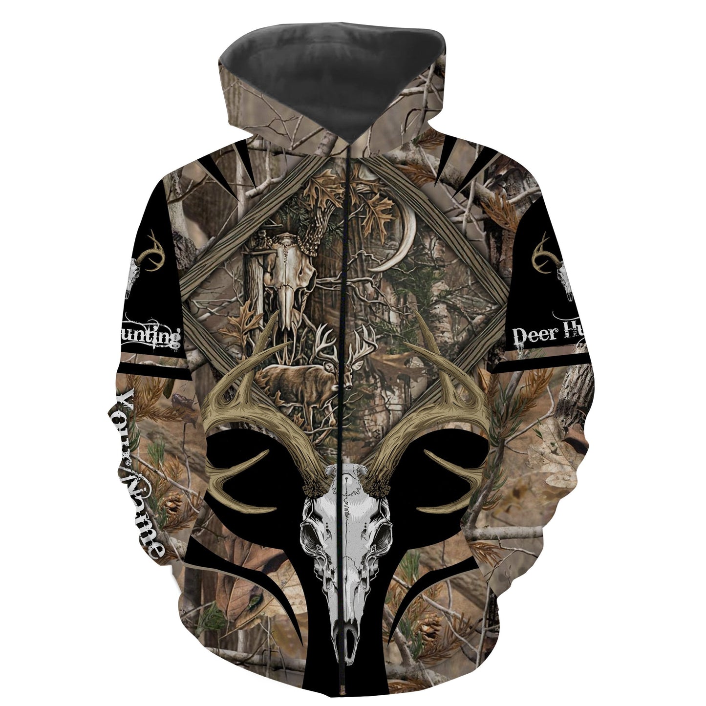 Deer Hunting Skull Camo Grim Reaper Customize Name 3D All Over Printed Shirts Personalized gift For Adult And Kid NQS721