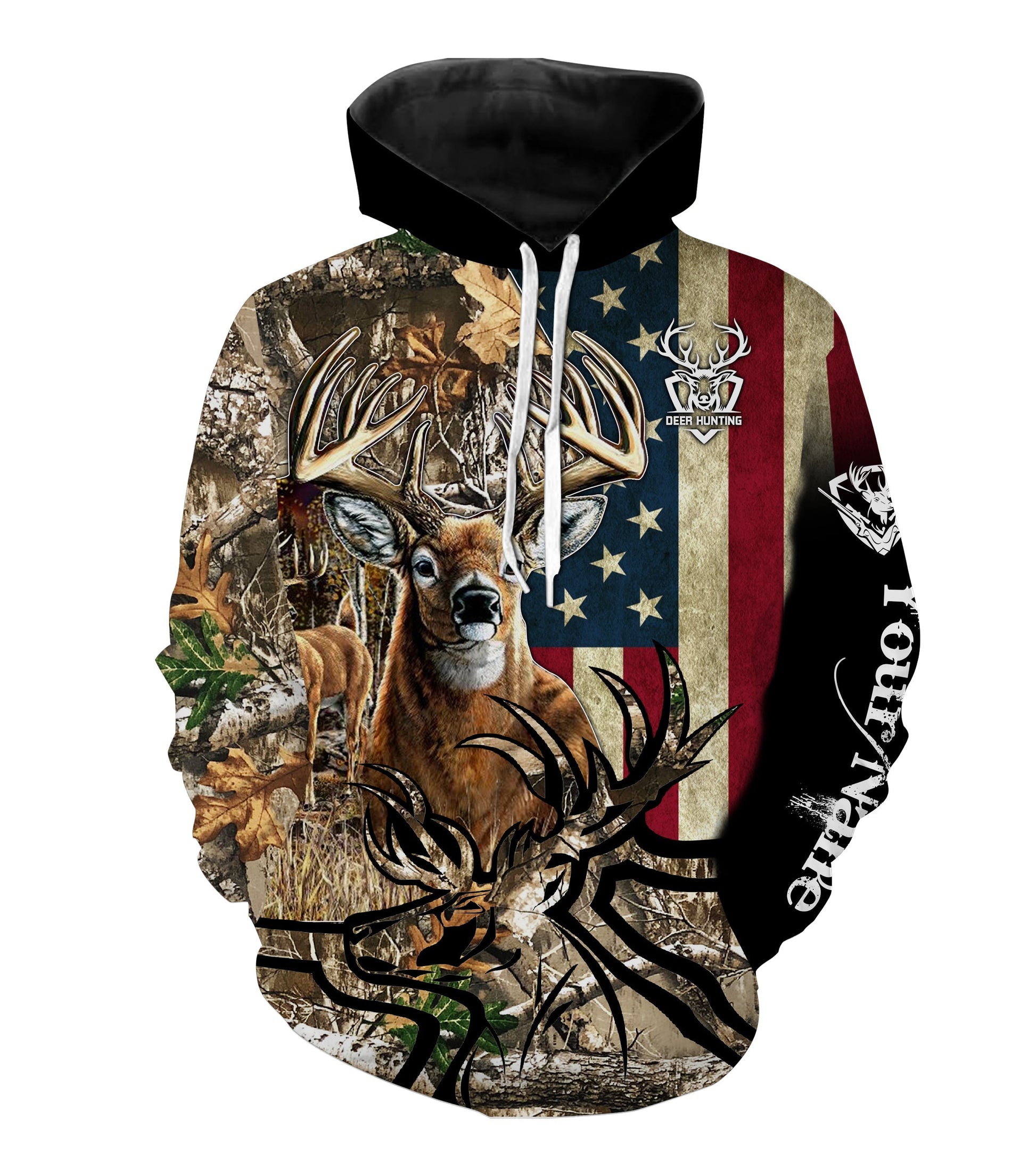 Deer hunting tattoos camo American flag 3D Full Printing Shirts, Personalized Hunting Gifts NQS2966