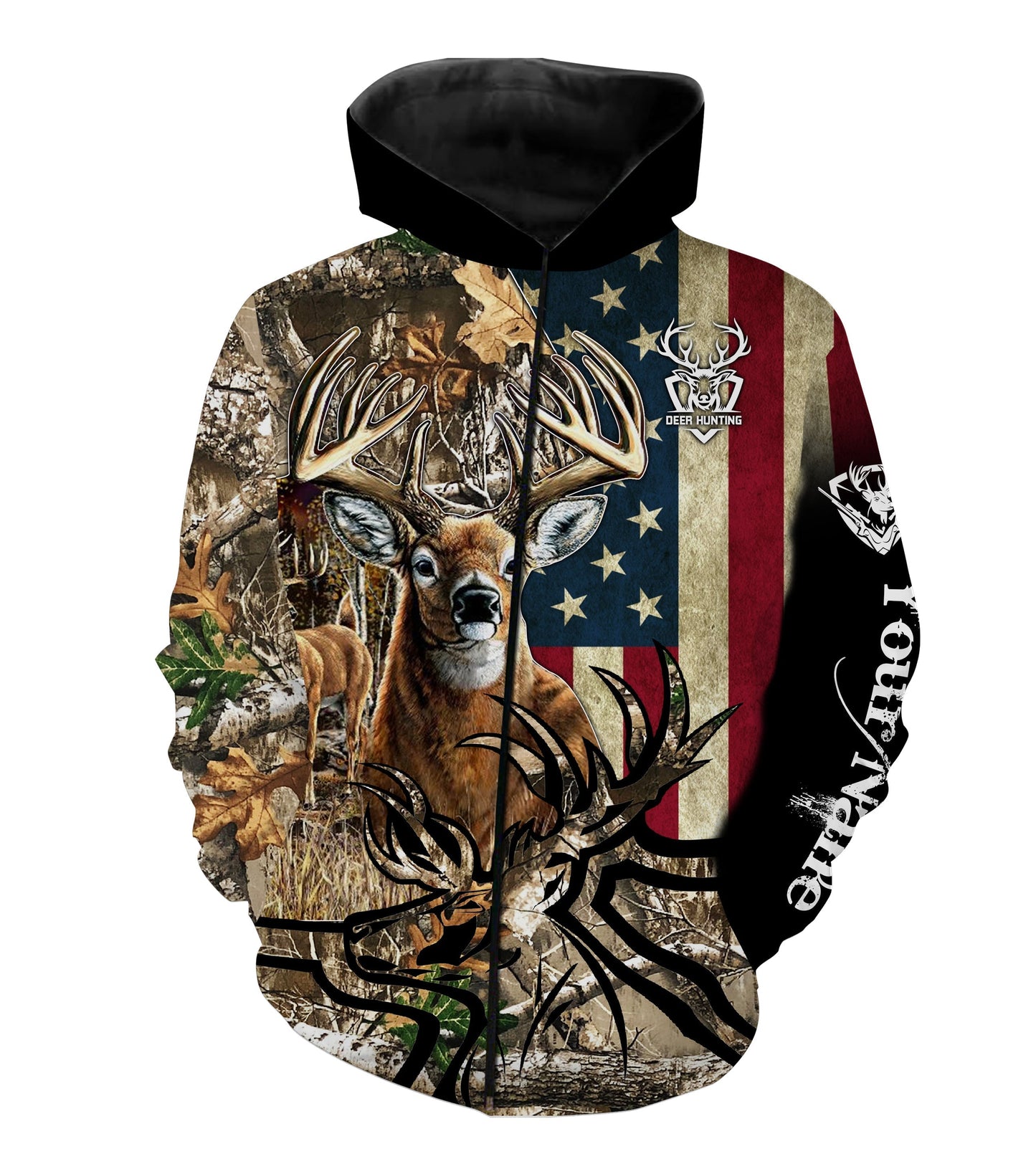 Deer hunting tattoos camo American flag 3D Full Printing Shirts, Personalized Hunting Gifts NQS2966