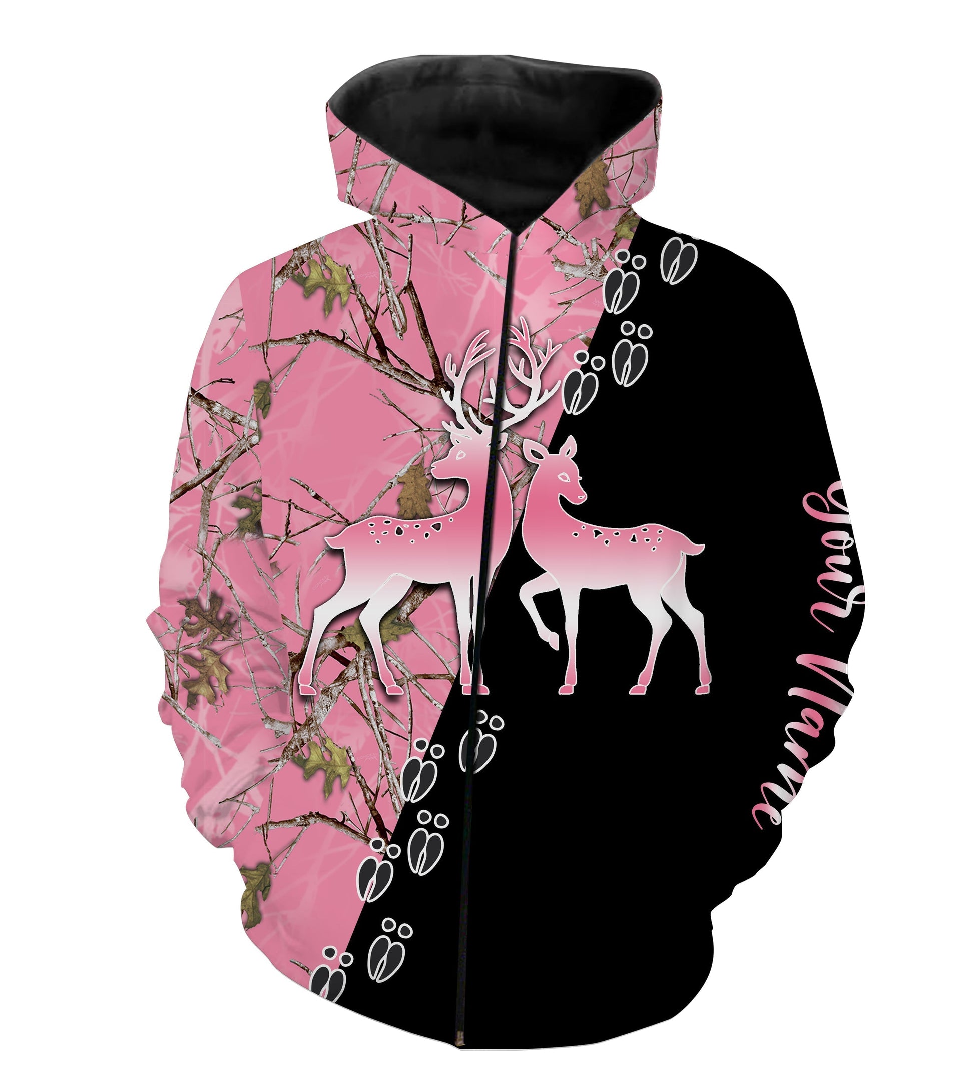 Love Deer Hunting Pink Muddy Camo black Customize Name 3D All Over Printed Shirts NQS2967