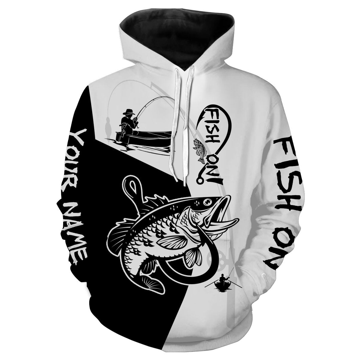 Bass Fish On Custome Name 3D All Over Printed Shirts For Adult And Kid Personalized Fishing gift NQS355 Hoodie