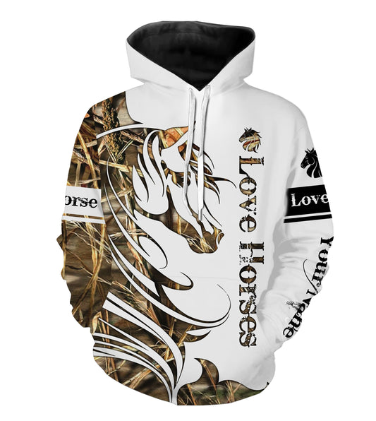 Love Horse tattoo camo Customize Name 3D All Over Printed Shirts Personalized gifts for Horse Lovers NQS2723