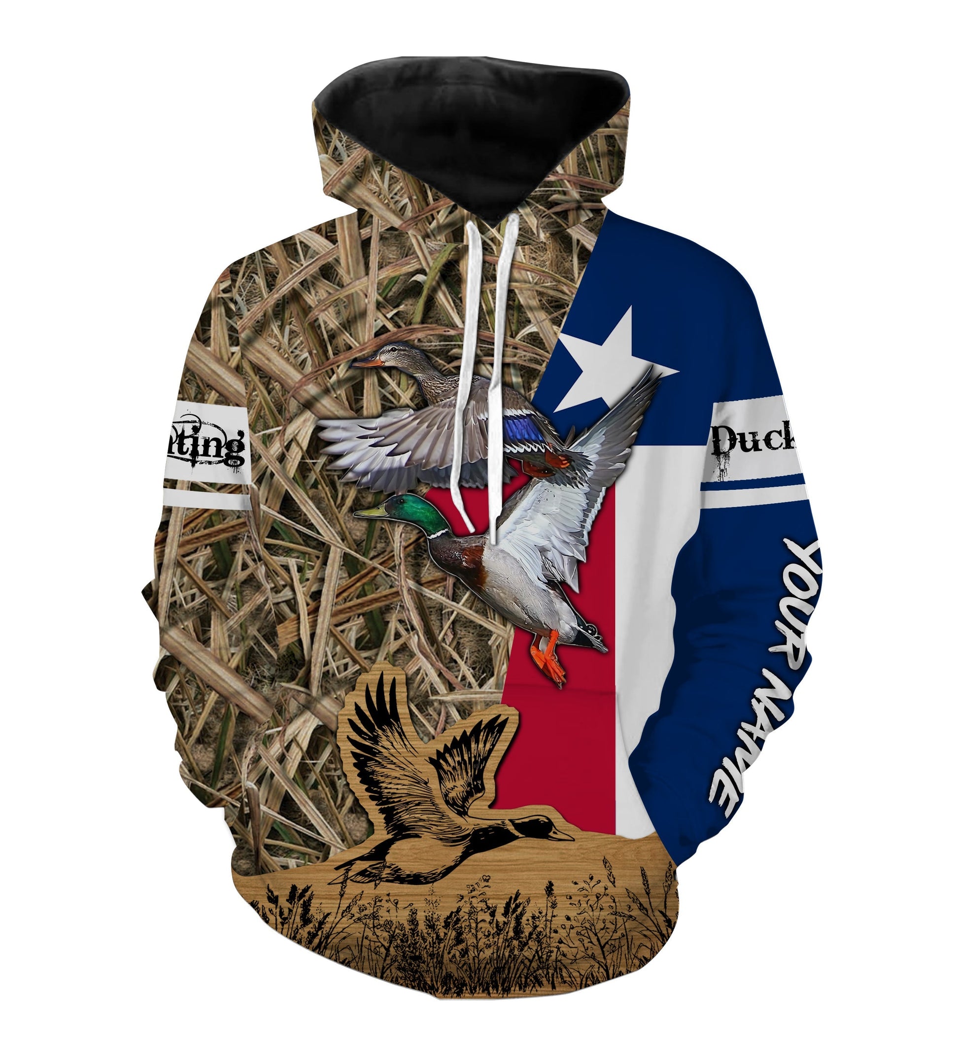 Duck Hunting waterfowl Camo Texas Flag Customize name 3D All over print shirts Personalized hunting apparel NQS1697