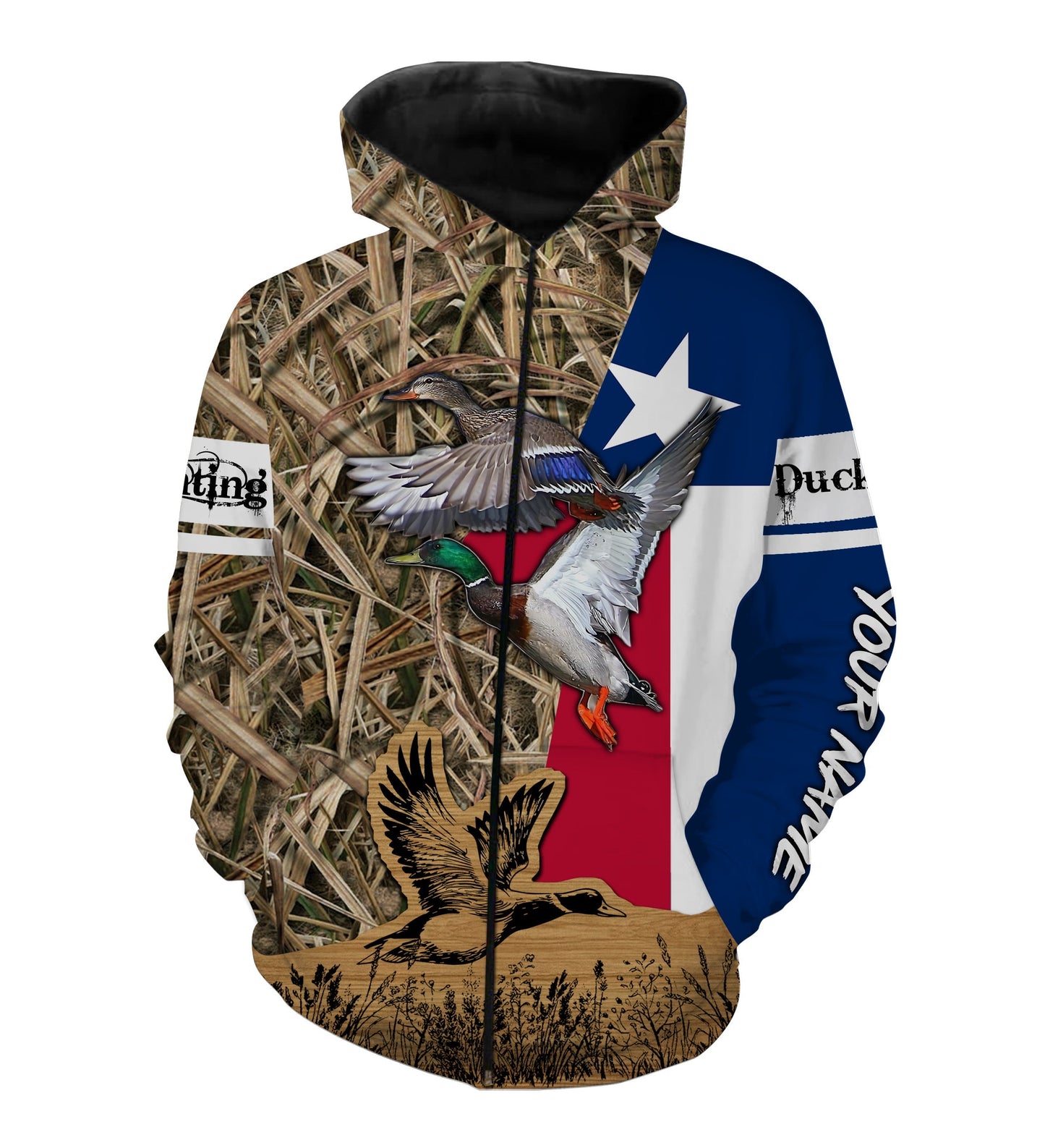 Duck Hunting waterfowl Camo Texas Flag Customize name 3D All over print shirts Personalized hunting apparel NQS1697