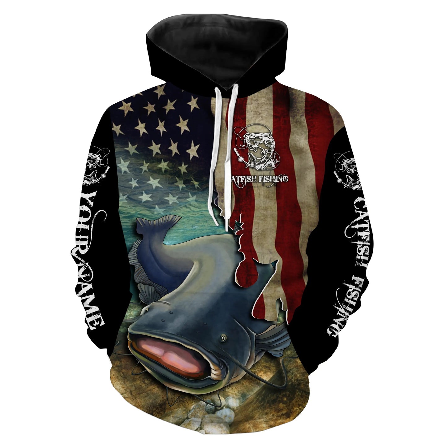 Catfish Fishing American Flag Patriotic Custom All over print shirt Hoodie