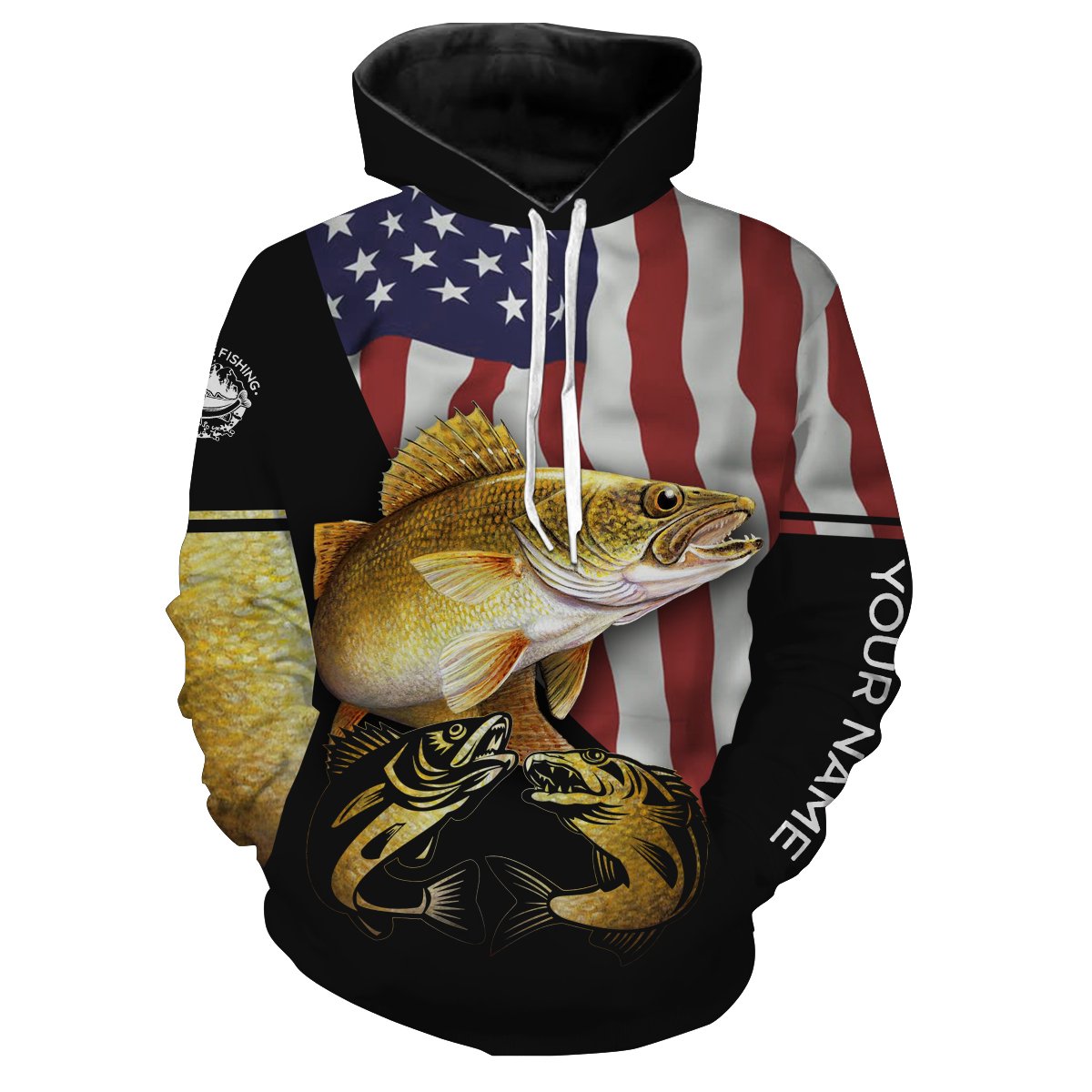 Walleye Fishing Customize Name American Flag patriotic 4th of July All Over Printed Shirts Personalized Fishing Gift NQS377