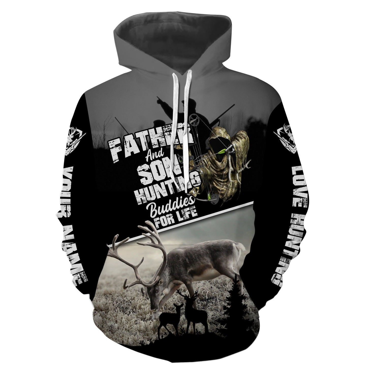 Father and Son Hunting Buddies For Life Deer Hunting bow hunter Grim Reaper Custom Name hunting apparel NQS744