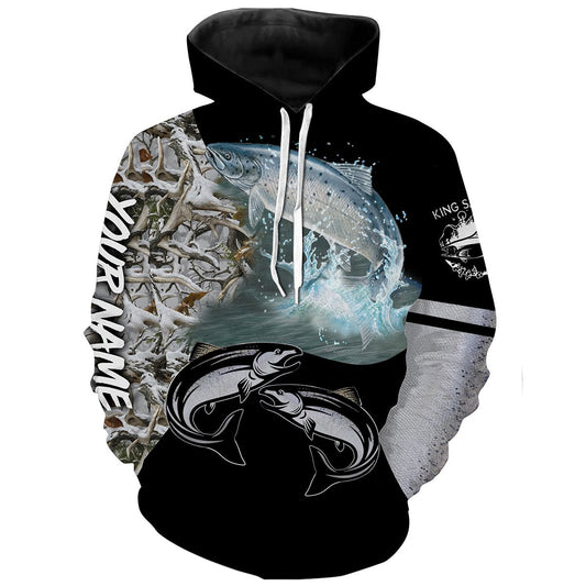 Chinook Salmon (King salmon) Fishing Winter Ice Fishing Camo custom 3D All Over print shirts NQS405 Hoodie