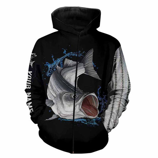 Striped Bass (Striper) Fishing scale Customize All over printed shirts - personalized fishing shirts NQS332 Zip up hoodie