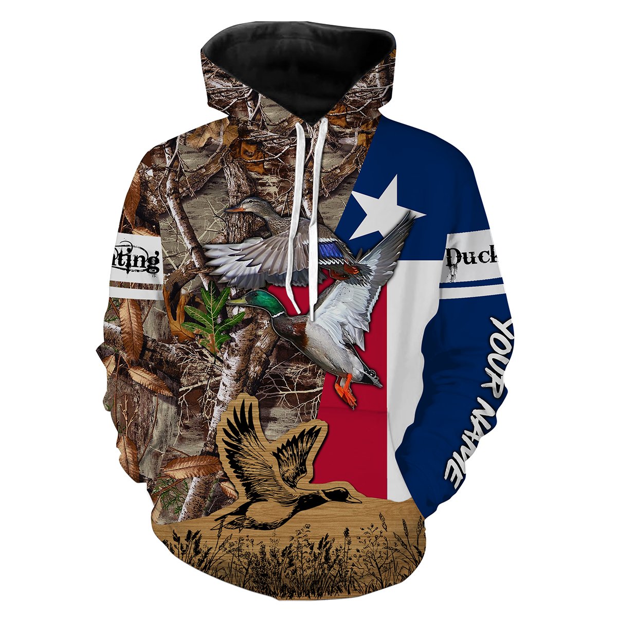 Duck Hunting Camo Texas Flag Customize name 3D All over print shirts - personalized apparel gift for hunting lovers - NQS672