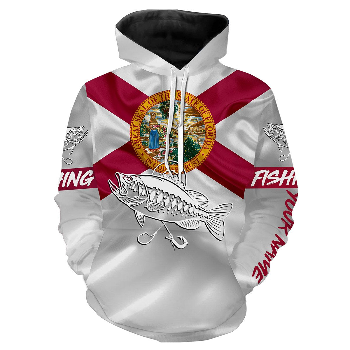 Bass fishing Florida State Flag 3D All Over print shirts saltwater personalized fishing apparel for Adult and kid NQS433 Hoodie