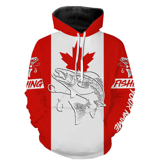 Chinook Salmon King Salmon Fishing Canadian Flag Customize name shirts NQS452 Hoodie