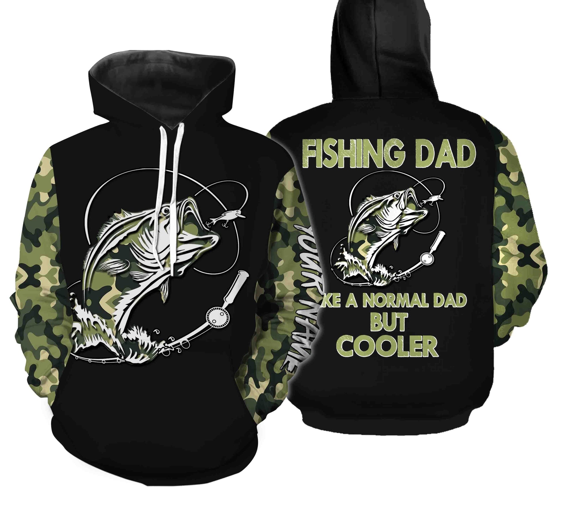 Bass Fishing Dad Like A Normal Dad But Cooler Customize Name 3D All Over Printed Shirts Personalized Gift For Father's day NQS352 Hoodie