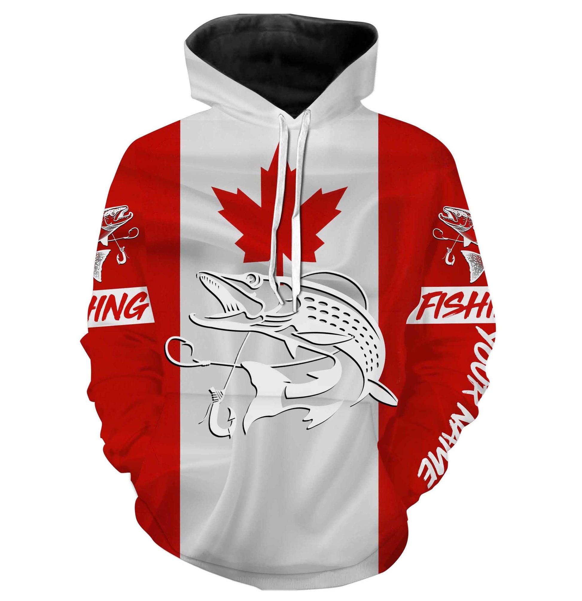 Musky Fishing 3D Canadian Flag Customize Name All Over Print Shirts Nqs473 Hoodie Hoodie