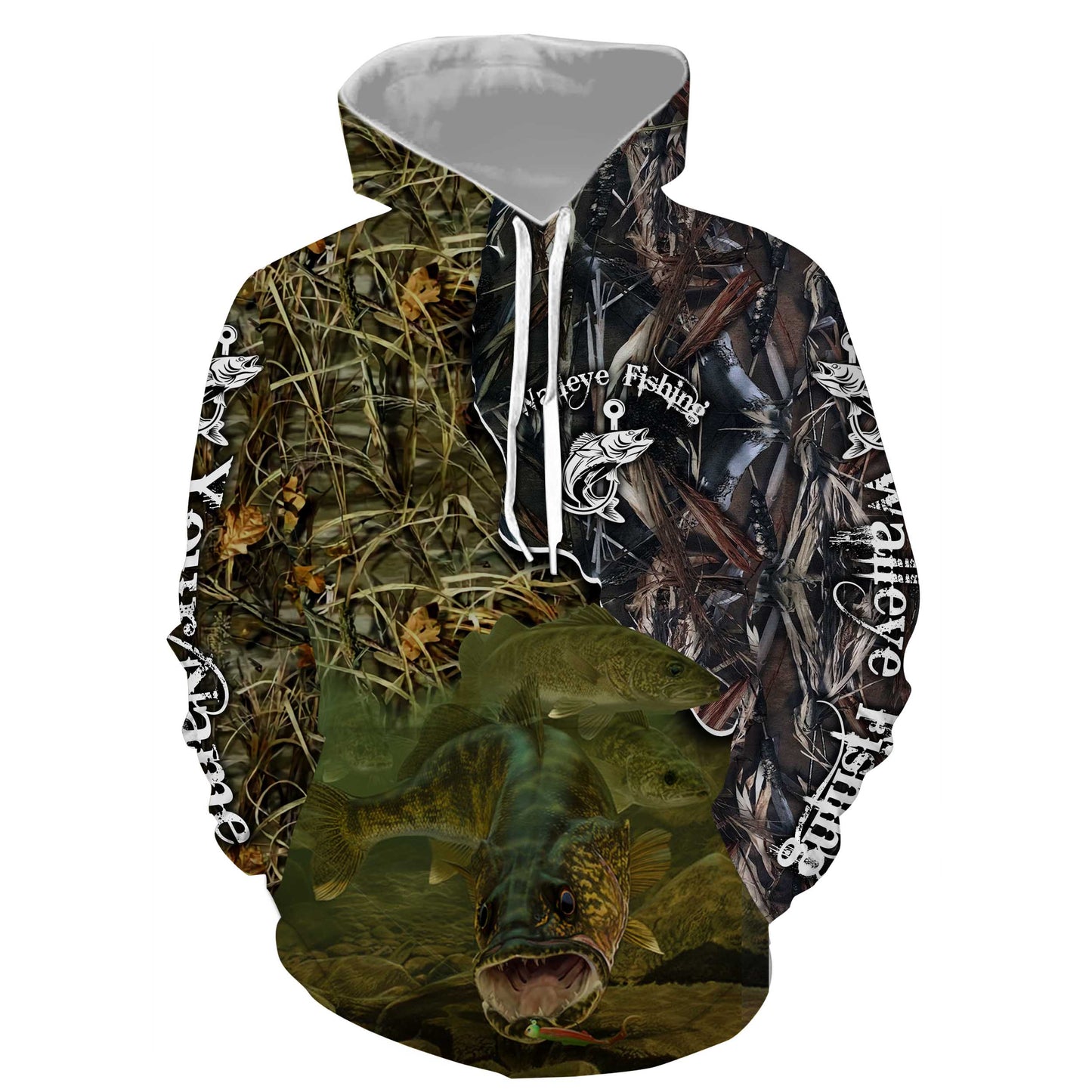 Walleye Fishing Camo Customized Name All Over Print Shirts  Hoodie Hoodie