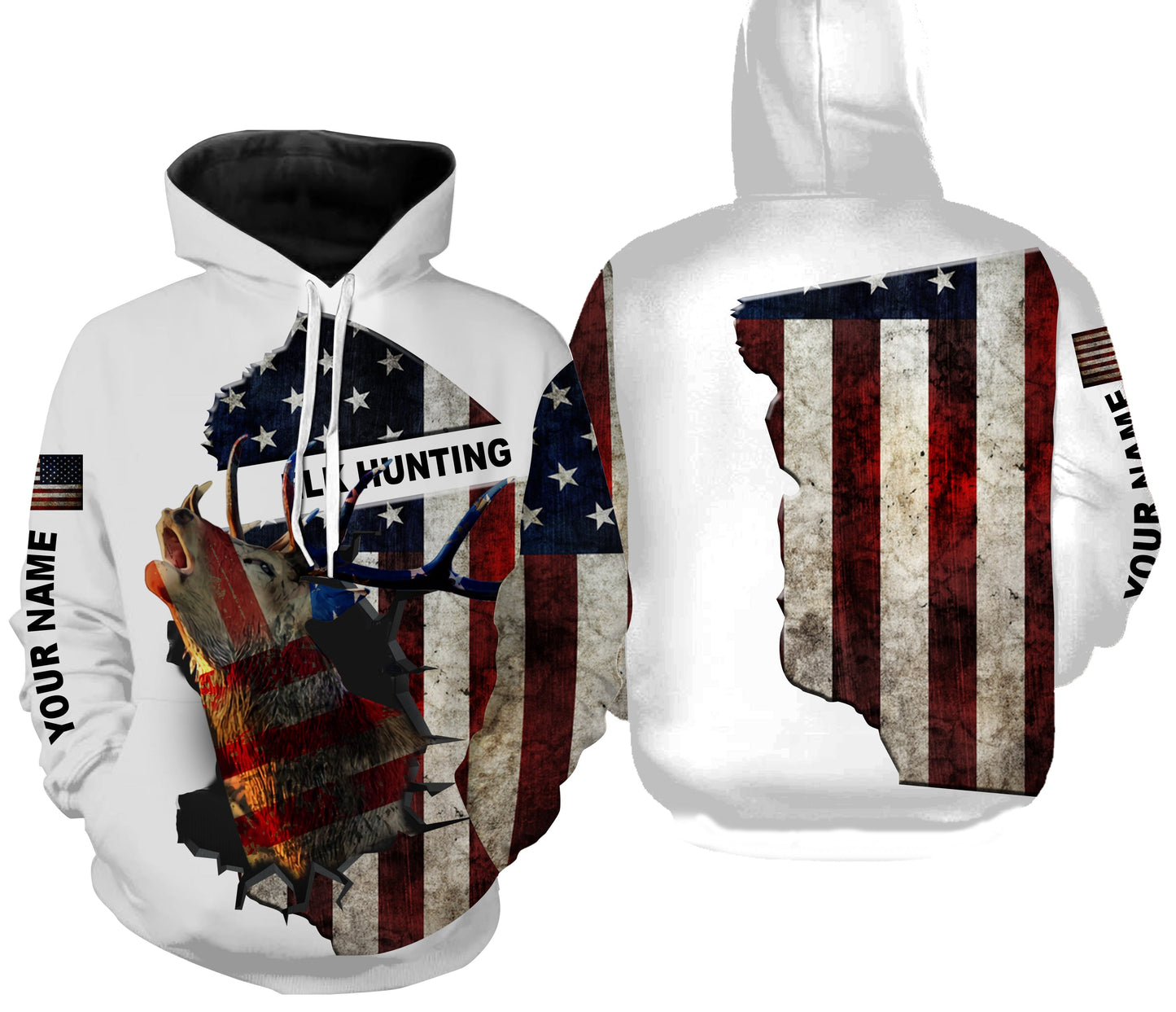 Best Elk Hunting American Flag Patriotic Legend Hunter 3D Shirts Hoodie Hoodie