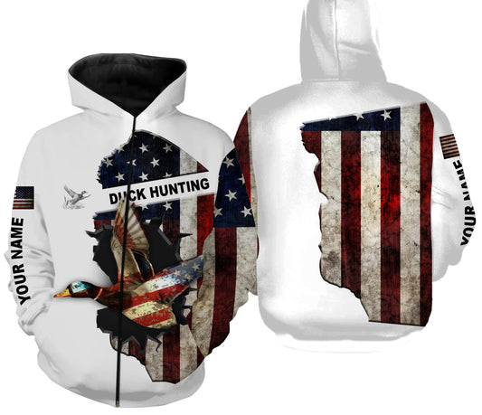 Duck hunting American flag patriotic legend duck hunter 3d shirts- personalized duck hunting shirts NQSD24