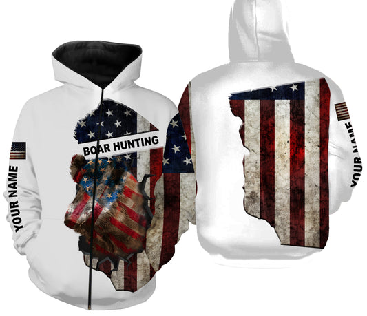 Wild hog hunting American flag patriotic legend boar hunter 3d shirts- personalized boar hunting t shirts, hoodie, zip up for men, women, kid NQSD26 Zip up hoodie