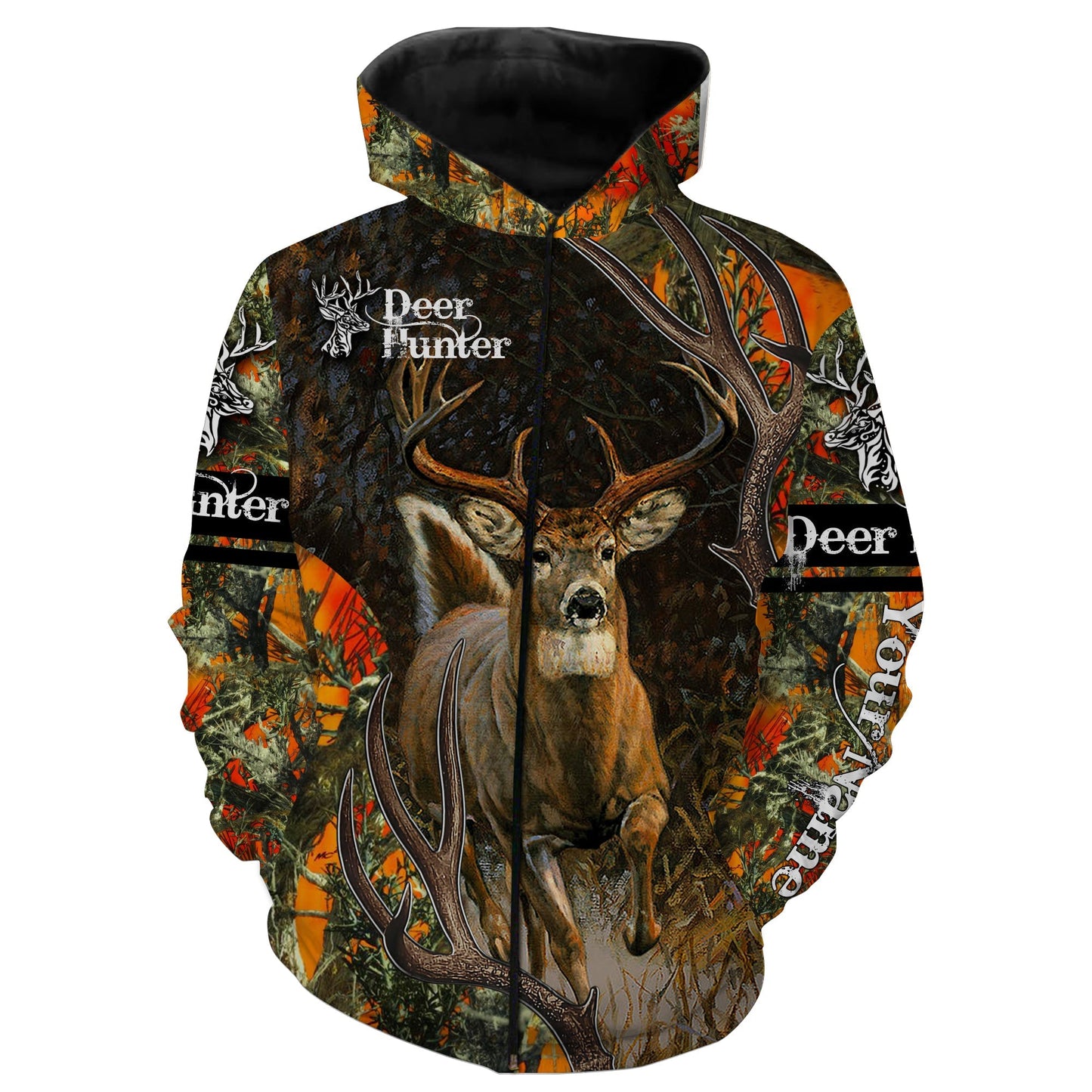 The deer hunter black orange camo hunting shirt Customize Name 3D All Over Printed Shirts NQSD70