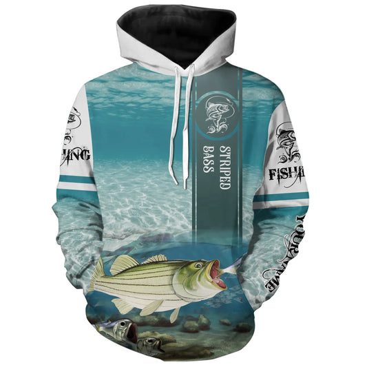 Striped Bass ( Striper) Fishing 3D All Over print shirts personalized fishing apparel for Adult and kid NQS562 Hoodie