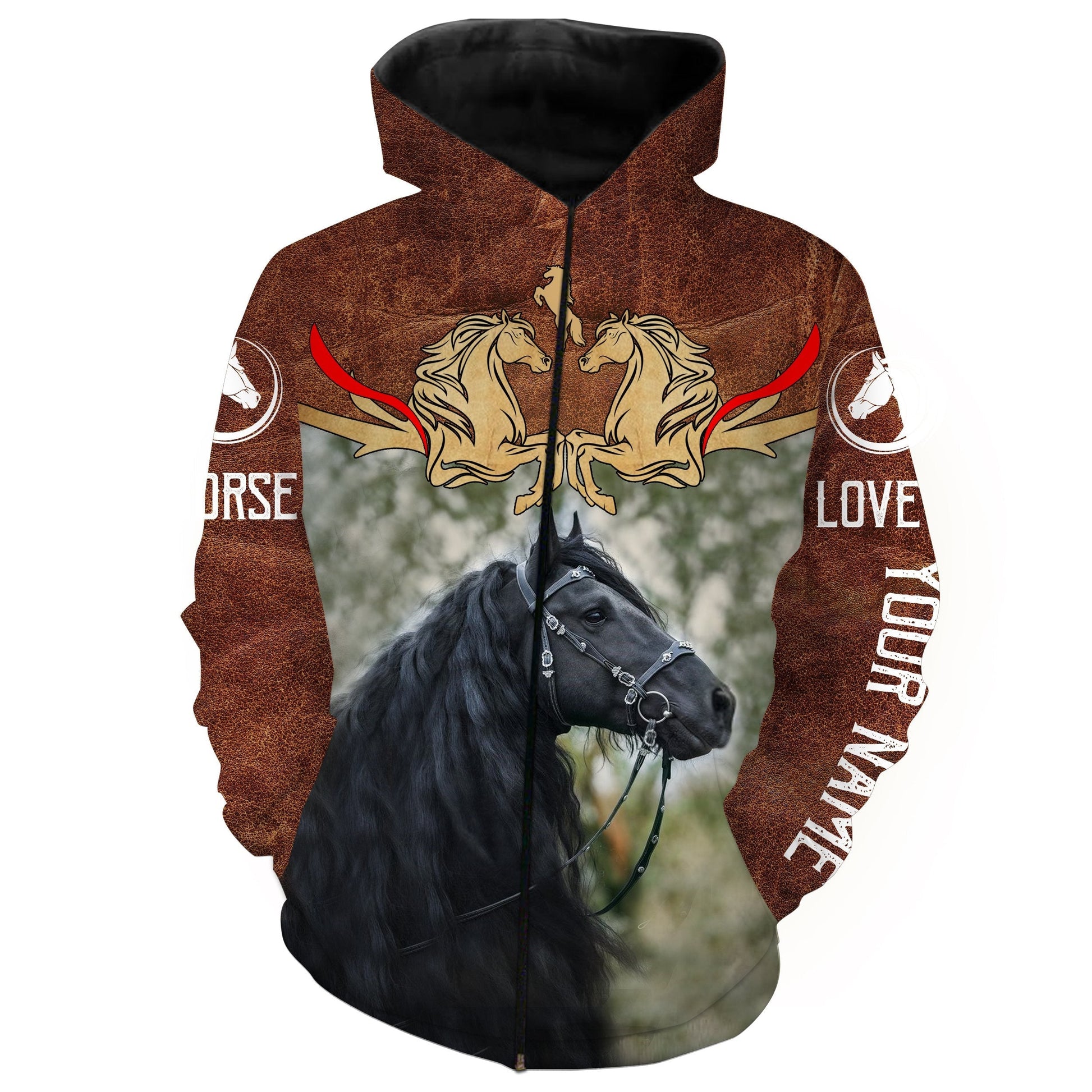 Friesian Horse Custom Name 3D All Over Print Shirts  Zip Up Hoodie Zip Up Hoodie