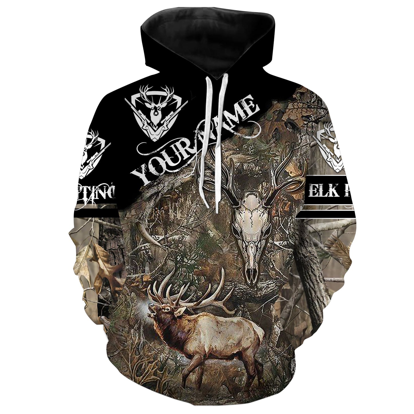 Elk Hunting Skull Camo Bowhunting Customize Name 3D All Over Printed Shirts Nqs849 Hoodie Hoodie