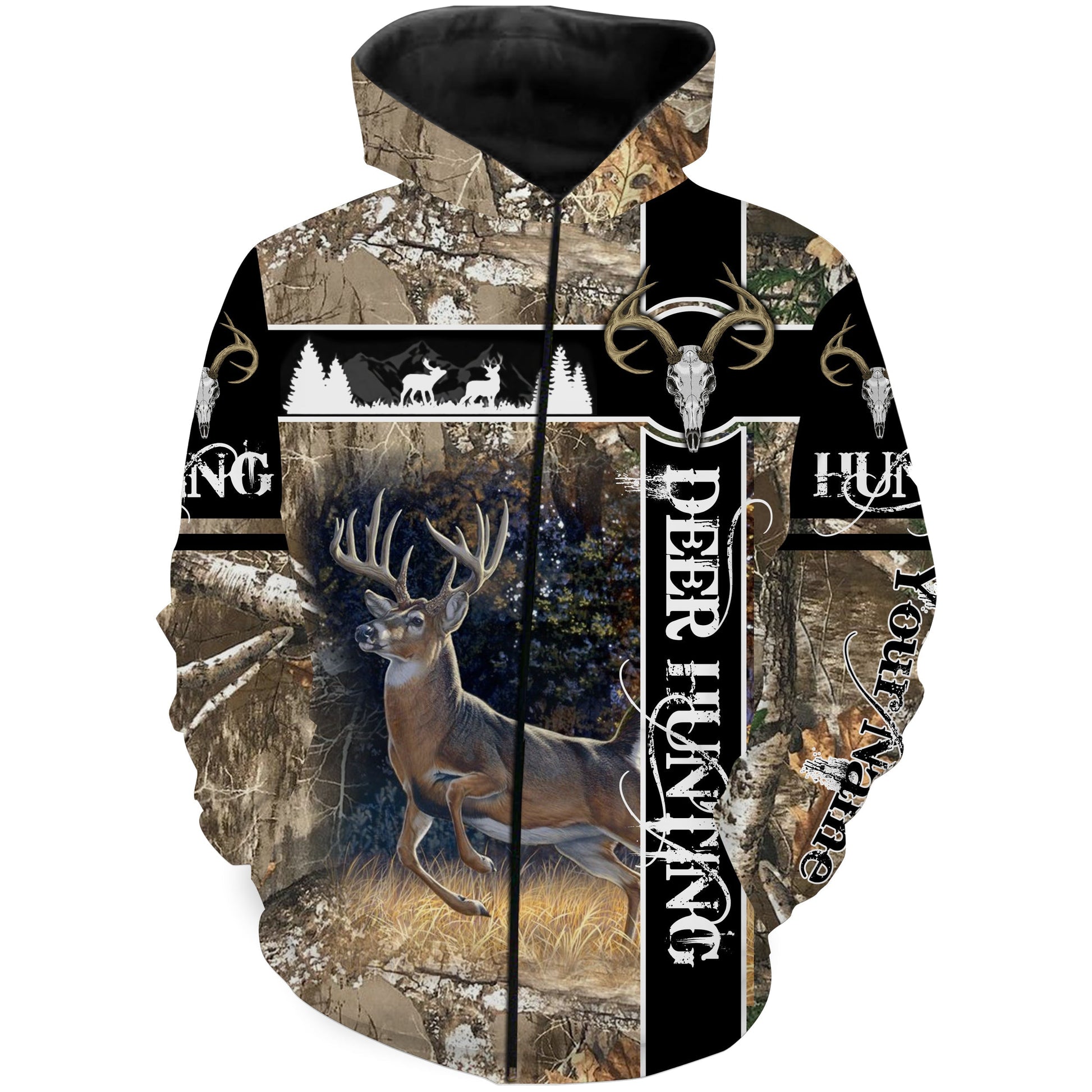 Deer hunting camouflage hunting clothes Customize Name 3D All Over Printed Shirts Hunting gift For men NQS1005