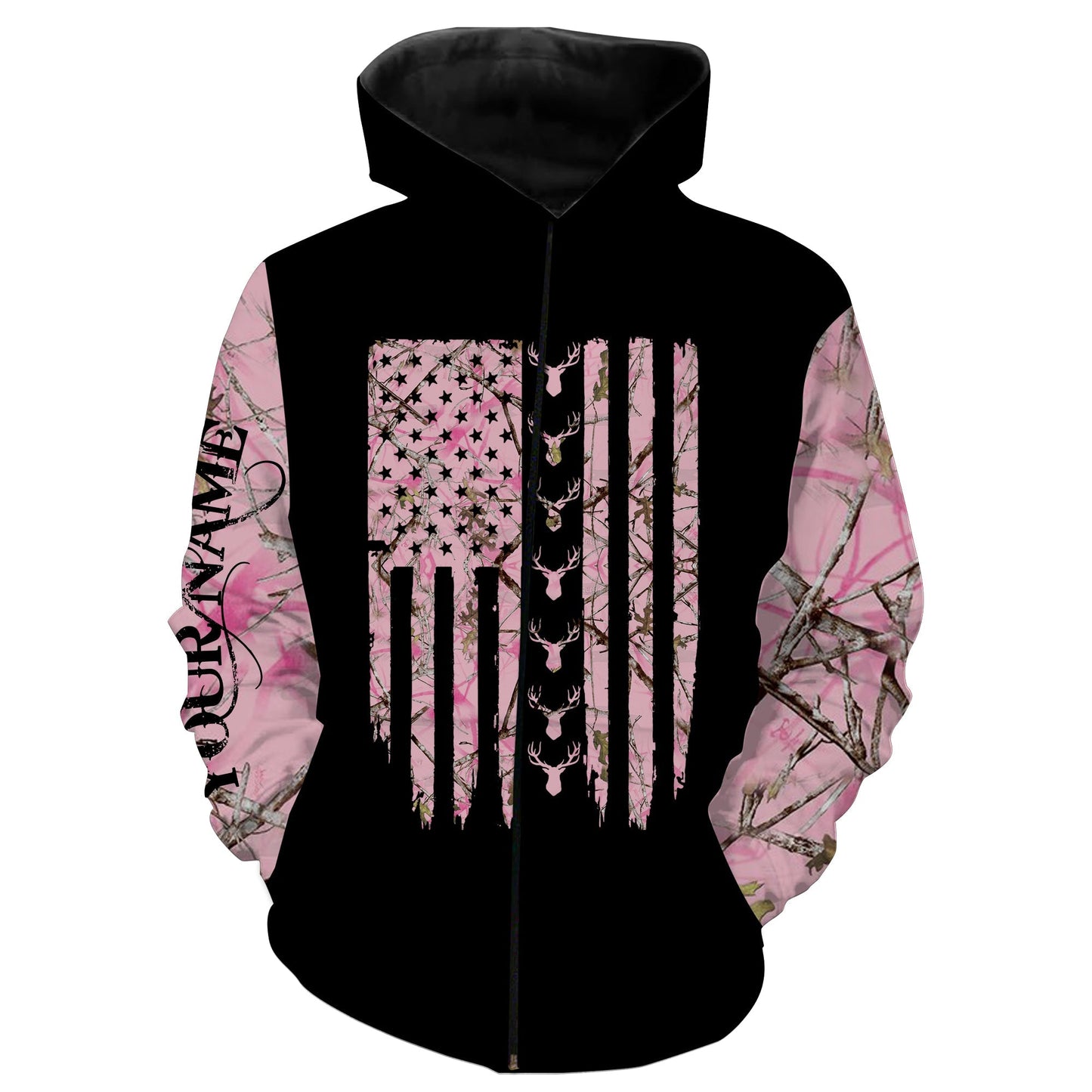 American flag patriotic Country girl pink camo Deer hunting Customize Name Shirt, leggings NQSD182