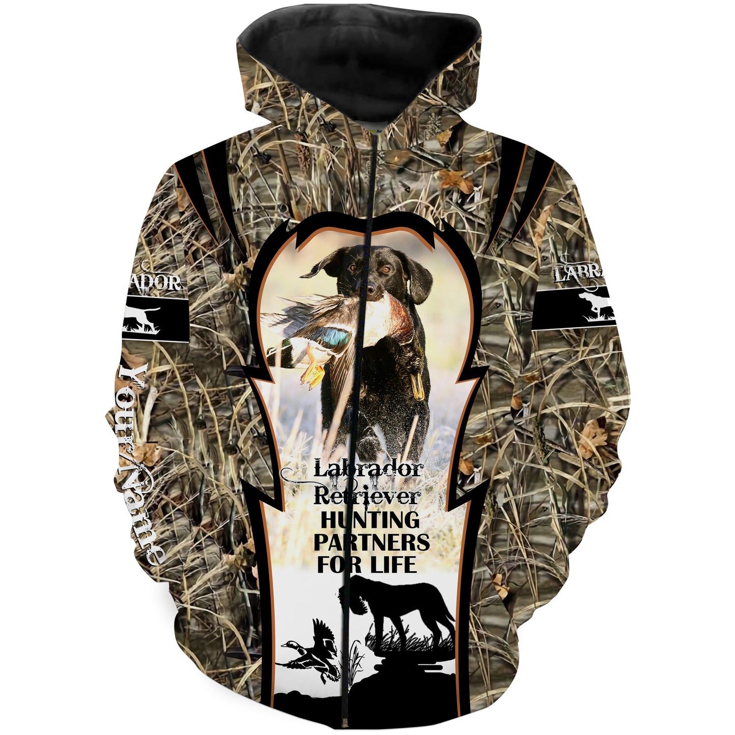 Best Hunting Dog Labrador Retriever Hunting Partners For Life Customize Name 3D All Over Print Shirts Waterfowl Camo Nqs1698 Zip Up Hoodie Zip Up Hoodie