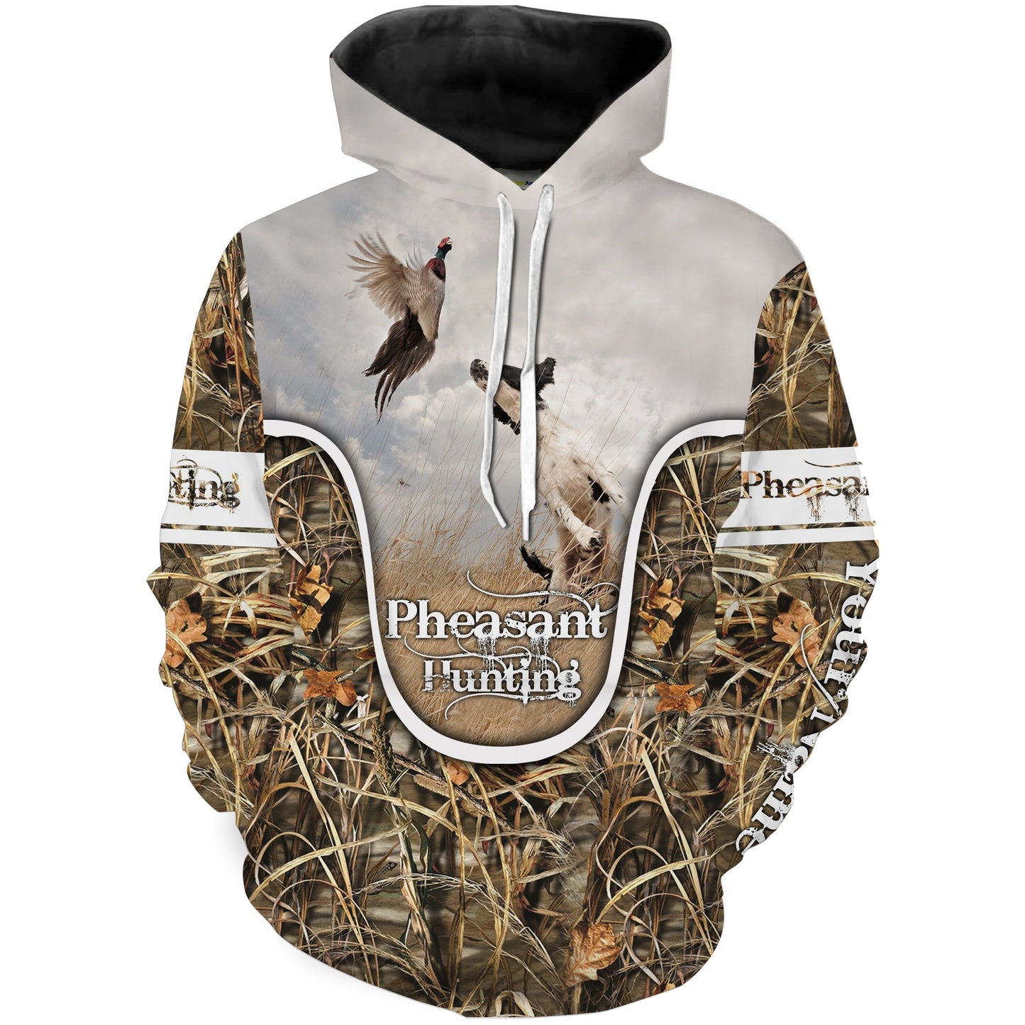 Wild pheasant hunting dogs English setter camouflage clothes Customize Name 3D All Over Printed Shirts NQS1025 Hoodie