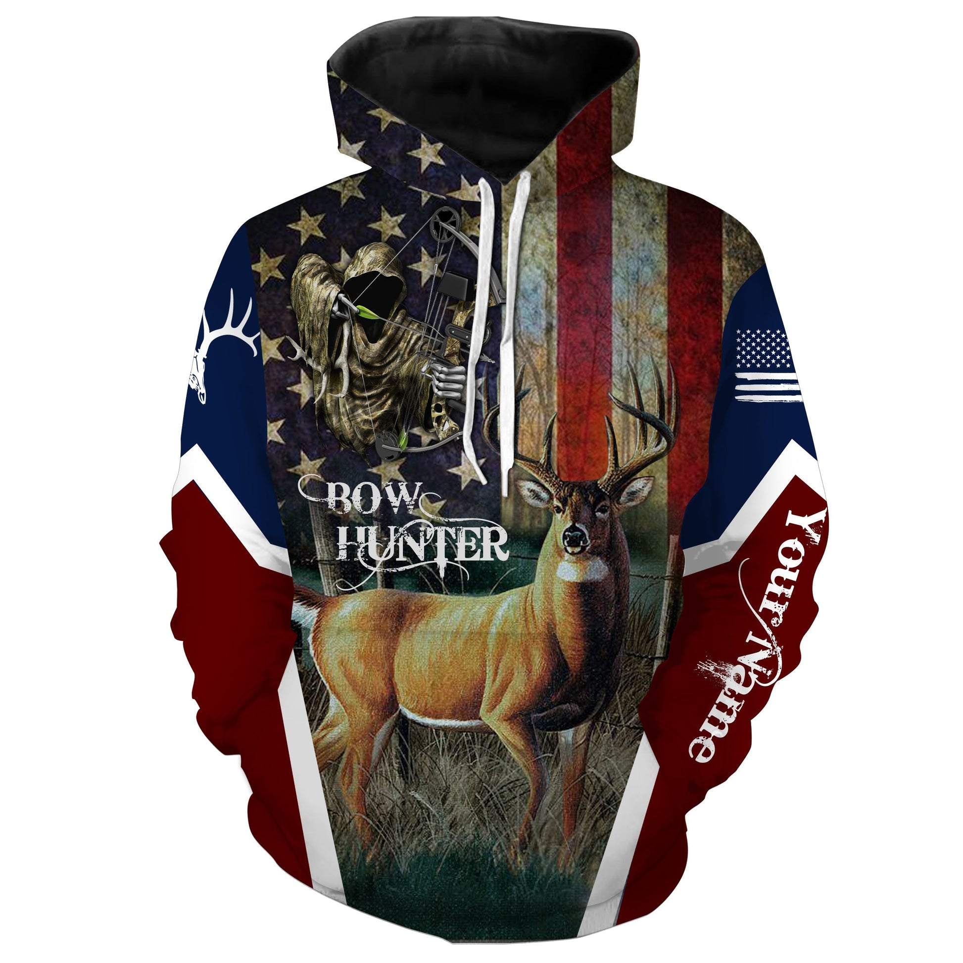 Deer Hunting American Flag Patriotic Camo Hunting Clothes Customize Name 3D All Over Printed Shirts Nqs888 Hoodie Hoodie