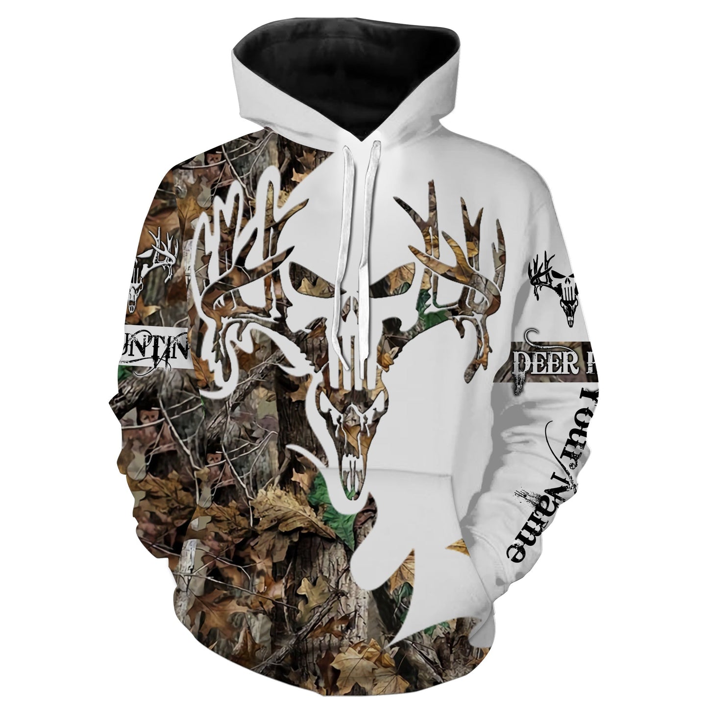 Deer skull grim reaper hunting big game camouflage hunting clothes Customize Name 3D All Over Printed Shirts NQS1044 Hoodie