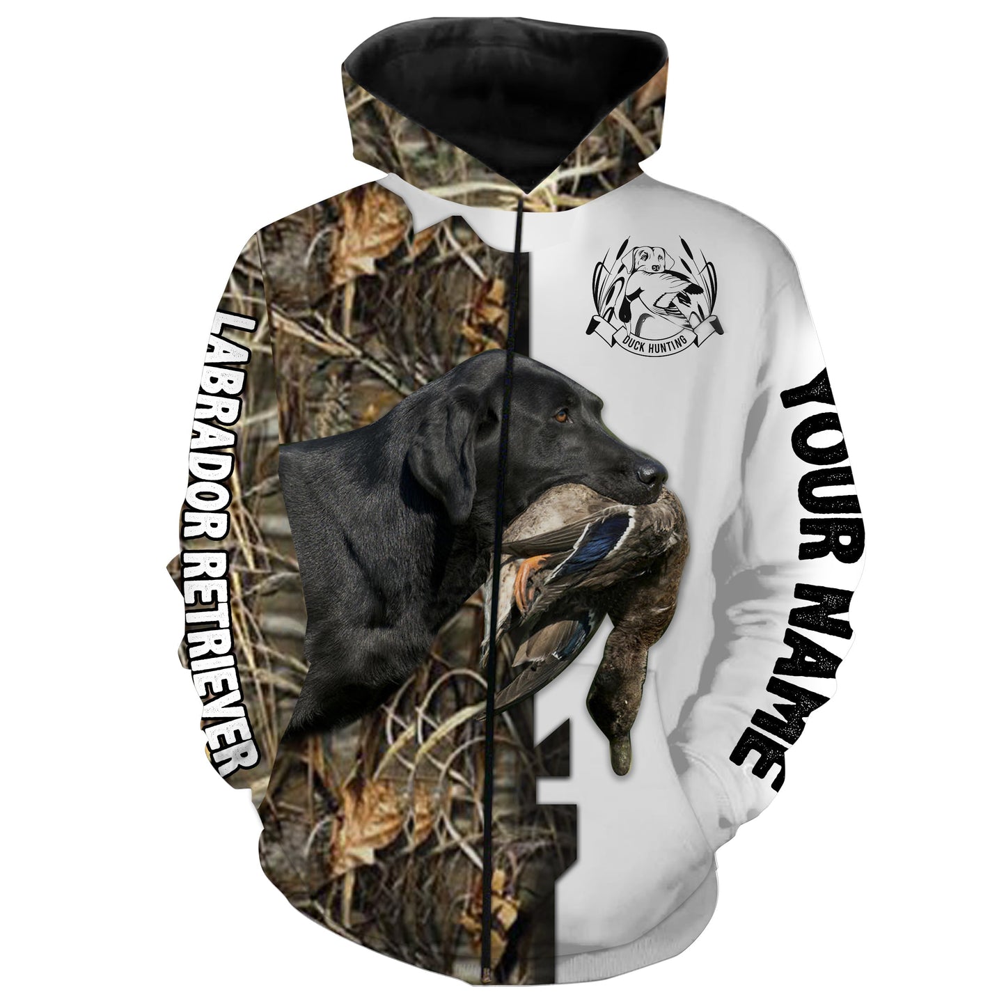 Mallard Duck Hunting Labrador Retriever Dog Hunting Custom Name 3D All Over Print Shirts Nqs759 Zip Up Hoodie Zip Up Hoodie