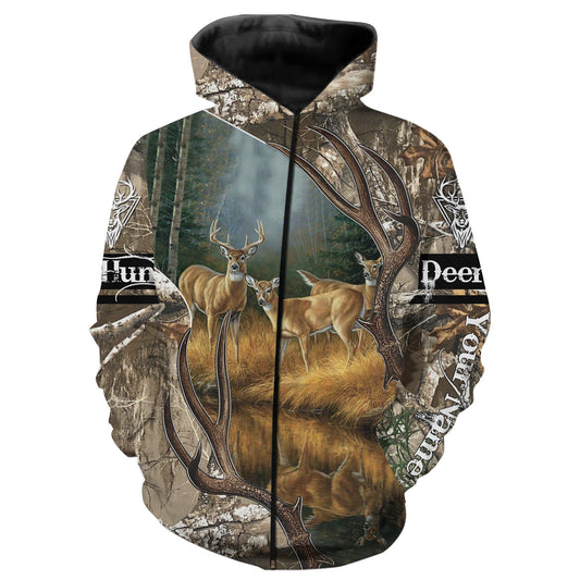 Deer hunting camouflage Customize Name 3D All Over Printed Shirts Personalized gift For deer Hunter NQS1071