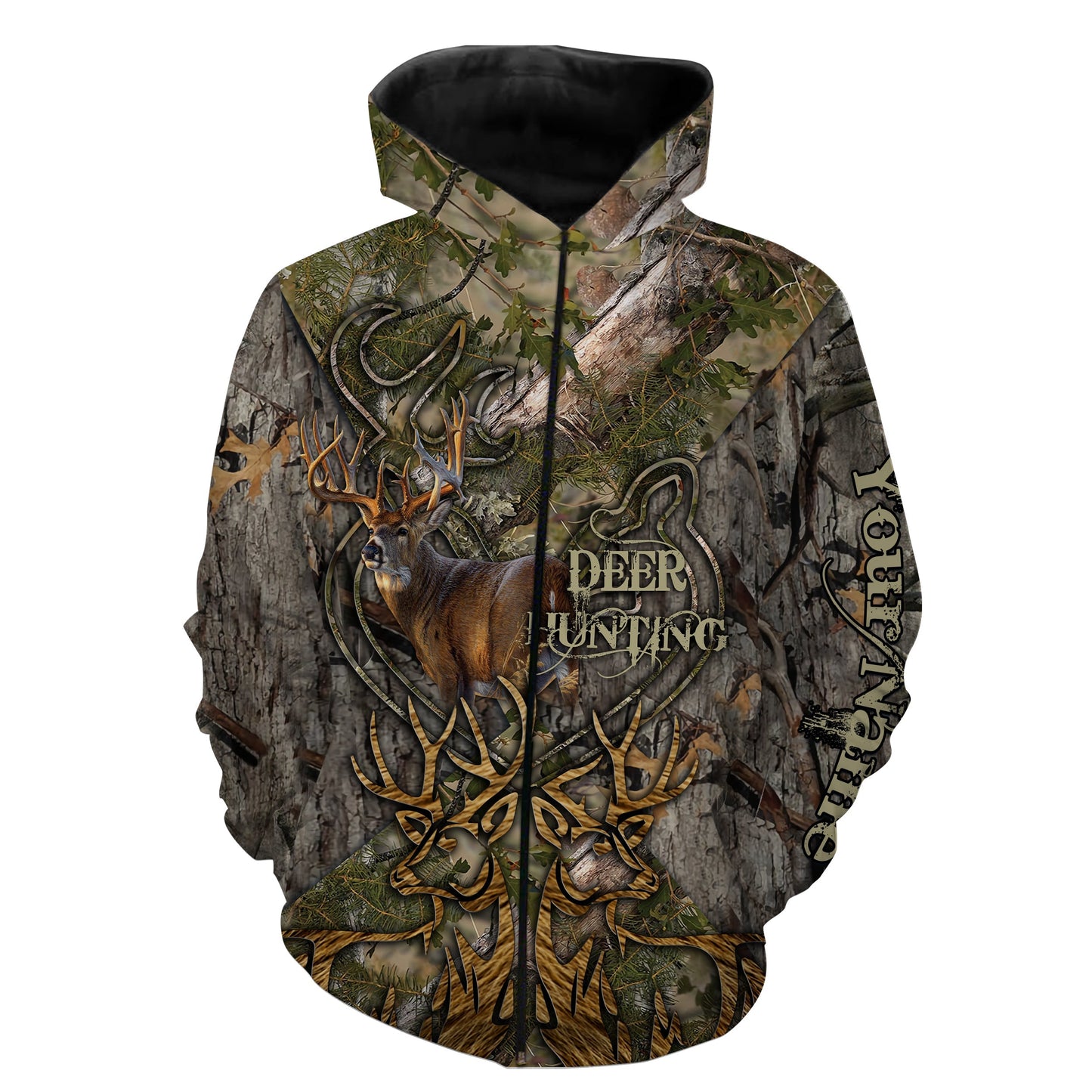 Best Deer Hunting Rifle Bow Hunting Deer Skull 3D Camo Shirts Zip Up Hoodie Zip Up Hoodie