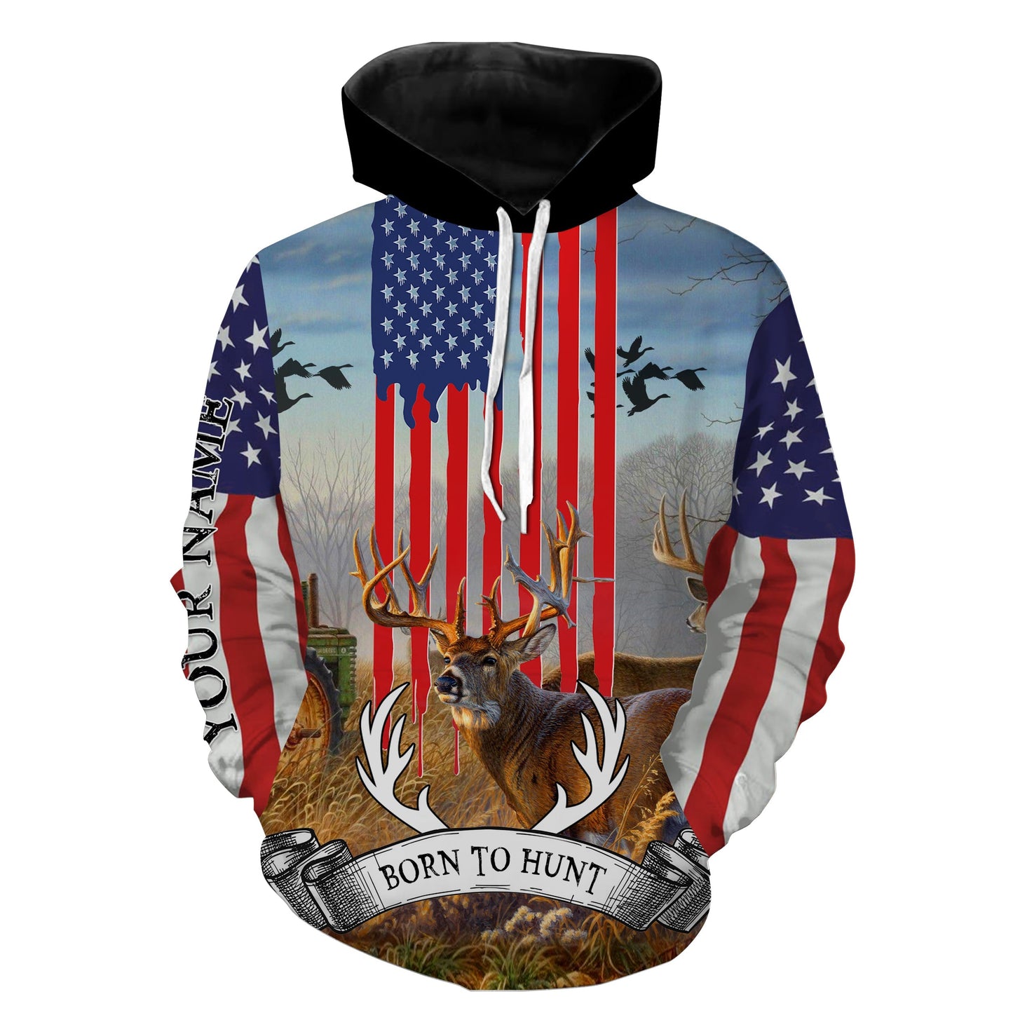 Born to hunt deer hunting American flag patriotic 3d camo hunting all over printed shirts NQSD36