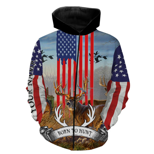 Born to hunt deer hunting American flag patriotic 3d camo hunting all over printed shirts NQSD36