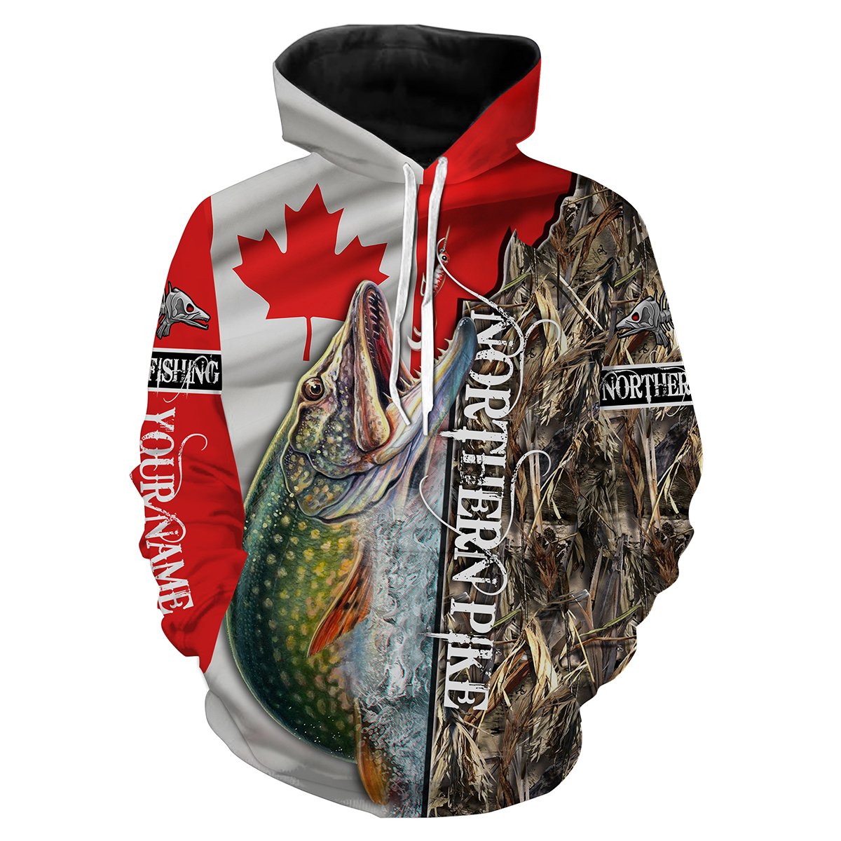 Northern Pike fishing Canada Flag Custom name All over print shirts NQS544 Hoodie