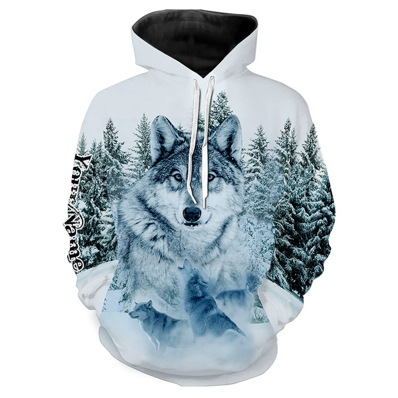 Winter wolf hunting wolf shirt snow camo All Over Printed Shirts, Personalized gifts for wolf lovers NQS4286 Hoodie